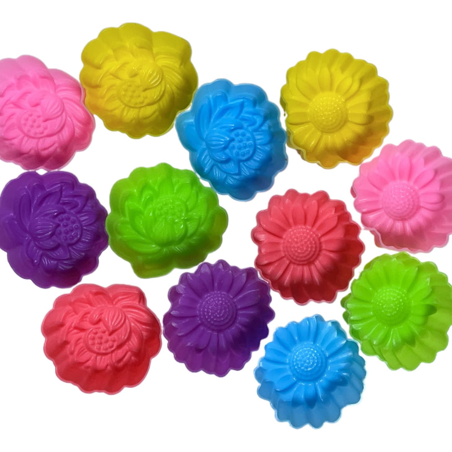 TEMU 12pcs Daisy And For Lotus Silicone Mold Set With 6 Colors - 3d Design For Candle, Plaster Clay, And Resin Casting Crafts