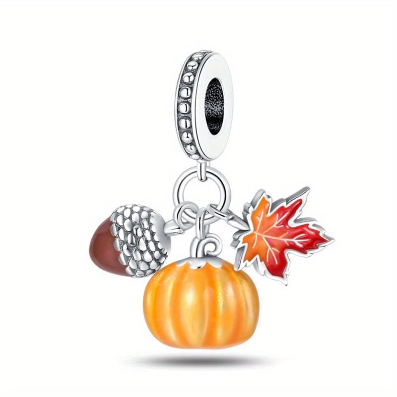 TEMU 1pc Silver Plated Autumn Style Harvest Pendant For Original Bracelet Necklace Keychain Diy Charms Making Women's Gifts For Daily Birthday Party Holiday Gifts