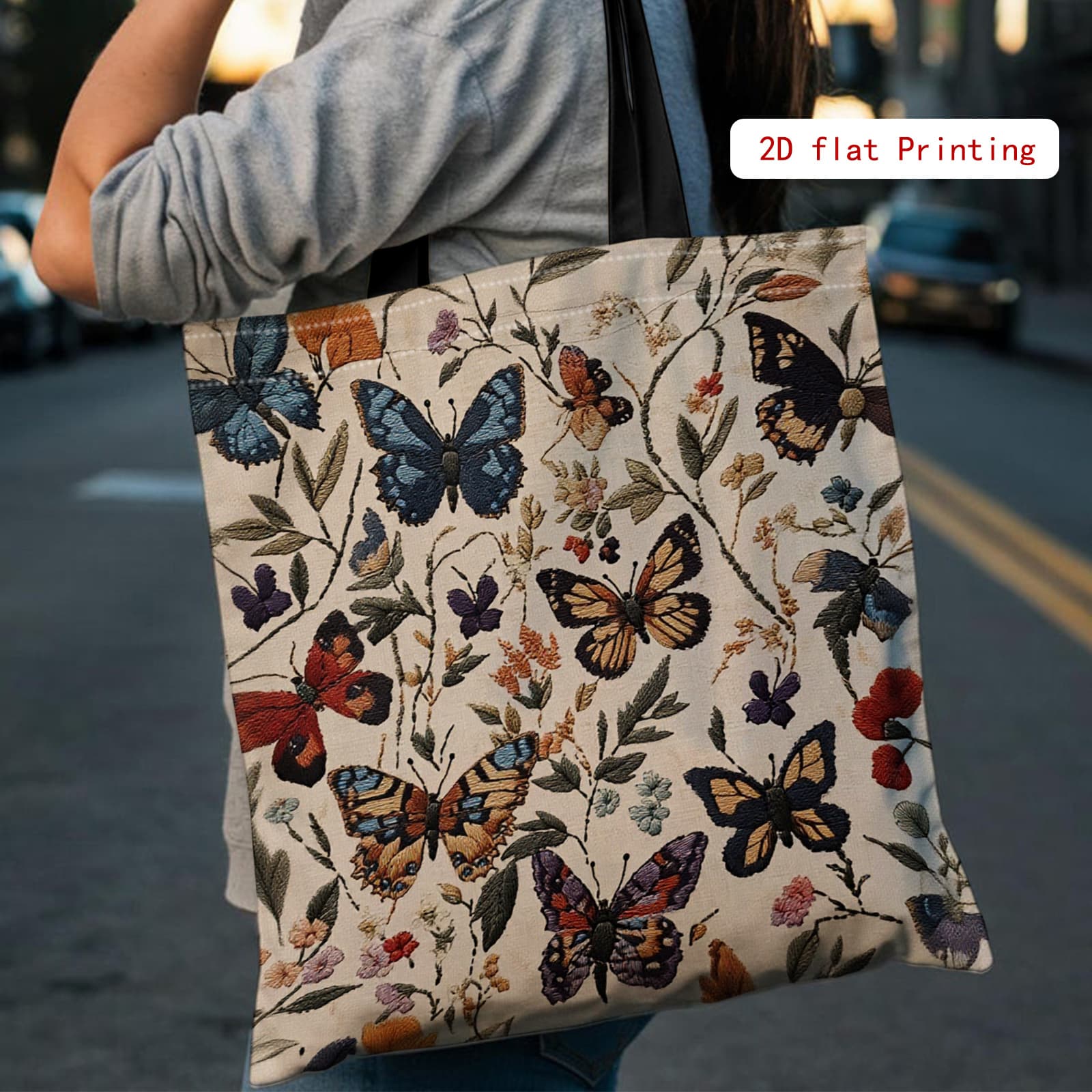 TEMU Vibrant Large-capacity Shoulder Bag, 2d Printed Handbag, Women's Fashion Tote, Reusable Bag Suitable For Occasions, Perfect For School, Office, Shopping, Family , And Holiday Events