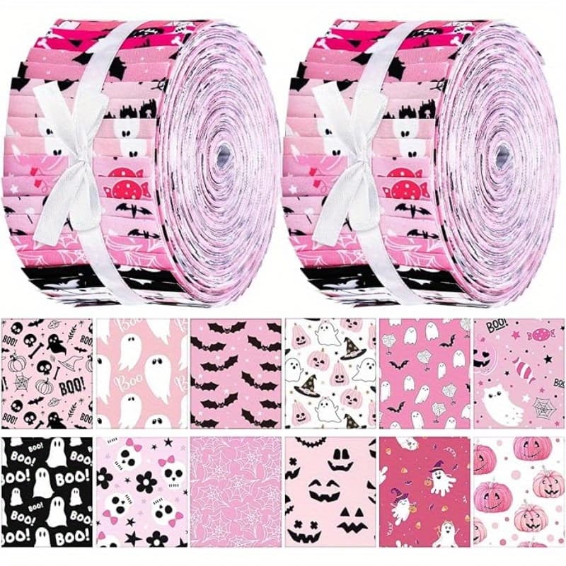 TEMU 40pcs Bulk Pre-cut Fabric Set - Pink Themed Sewn Quilt Kit With Multicolor Geometric Patterns, Diy Doll Clothing & Amigurumi Material, Handmade Sewing Craft Supplies () For Enthusiasts