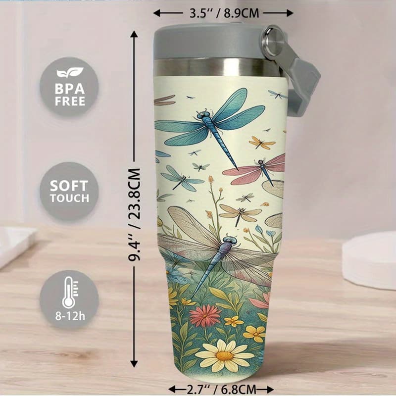 TEMU 30oz 304 Stainless Steel Travel Outdoor Portable Insulated, Coffee Cup, Vacuum Cup, Hand-held Cup, Water Bottles With Lid And Straws, Gift For Birthday Gifts, Holiday Gifts, New Year Gift