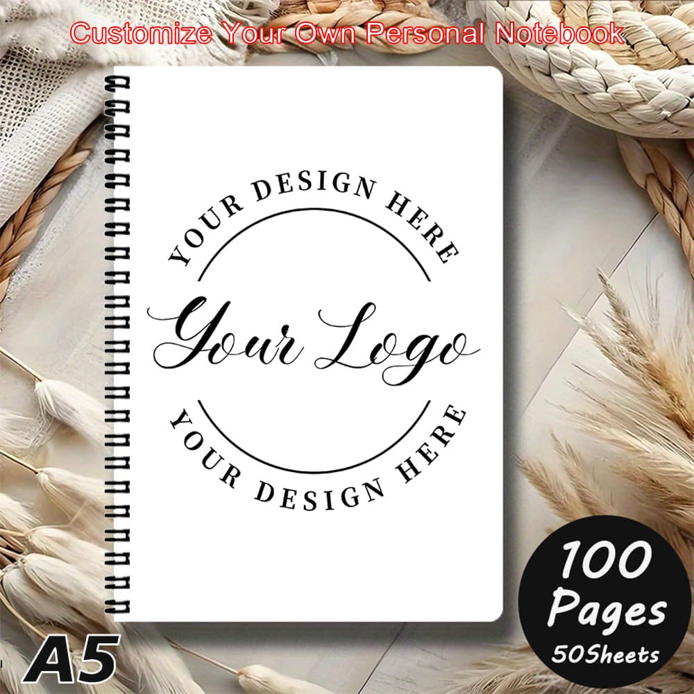 TEMU Custom Notebook | Personalized Journal, 1pc A5 Rounded Corners, Ruled Pages, With Logo Or Image, Paper Material, Lined Pages, Ideal For Office, Corporate Events, Business, Or Meetings