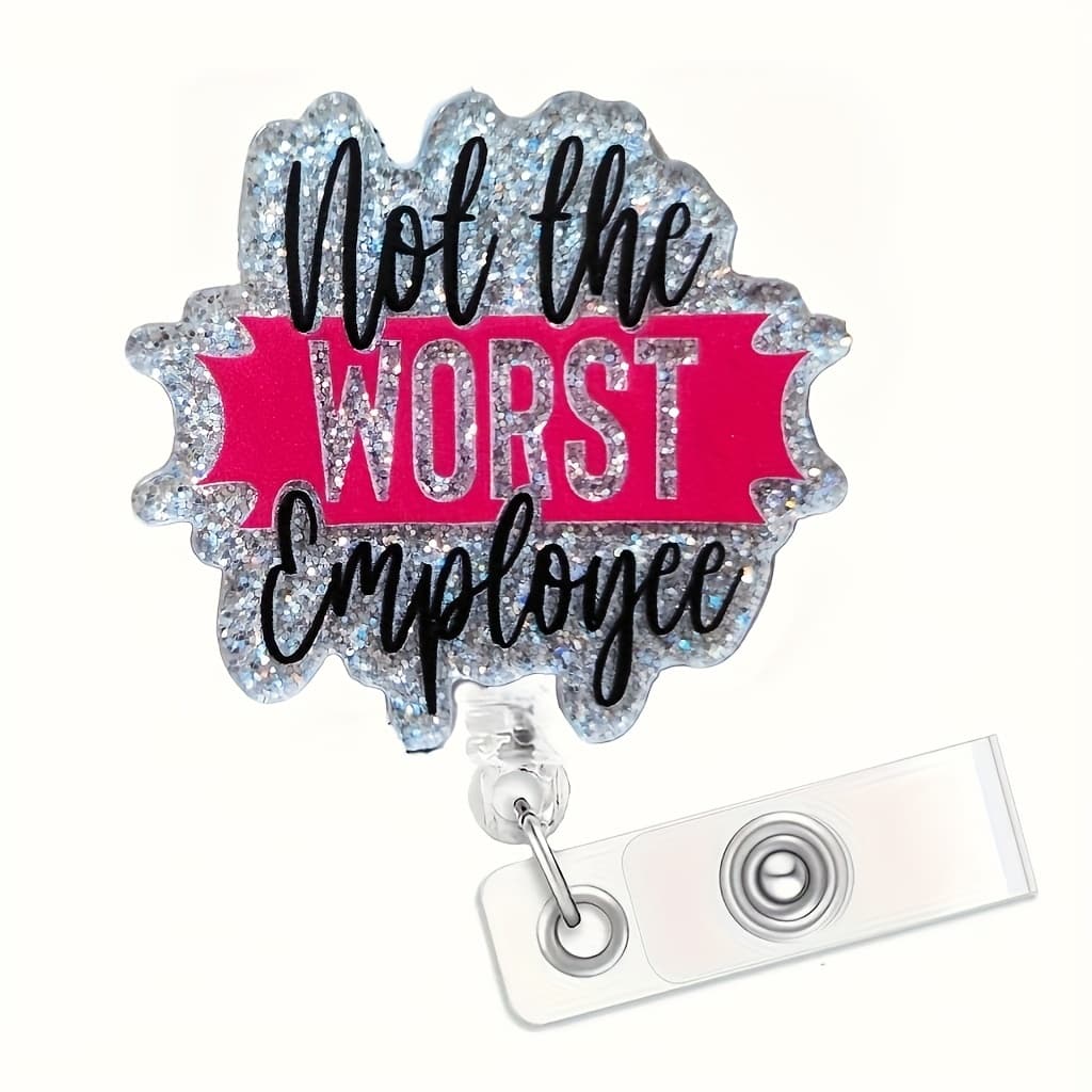 TEMU 2d 1pc "not The Worst Employee" Retractable Badge - Funny Office Lanyard With Metal Clip, Retractable Nurse Tie Suitable For Coworkers, Humorous Gift For Employees, Durable