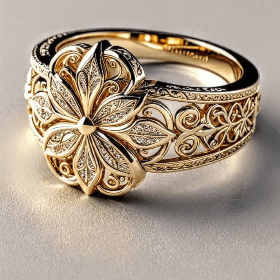 TEMU Elegant Ring With 18k Gold-plated Copper And Hollow , Symbolizing And , Suitable For And Party Additions, Luxurious Jewelry