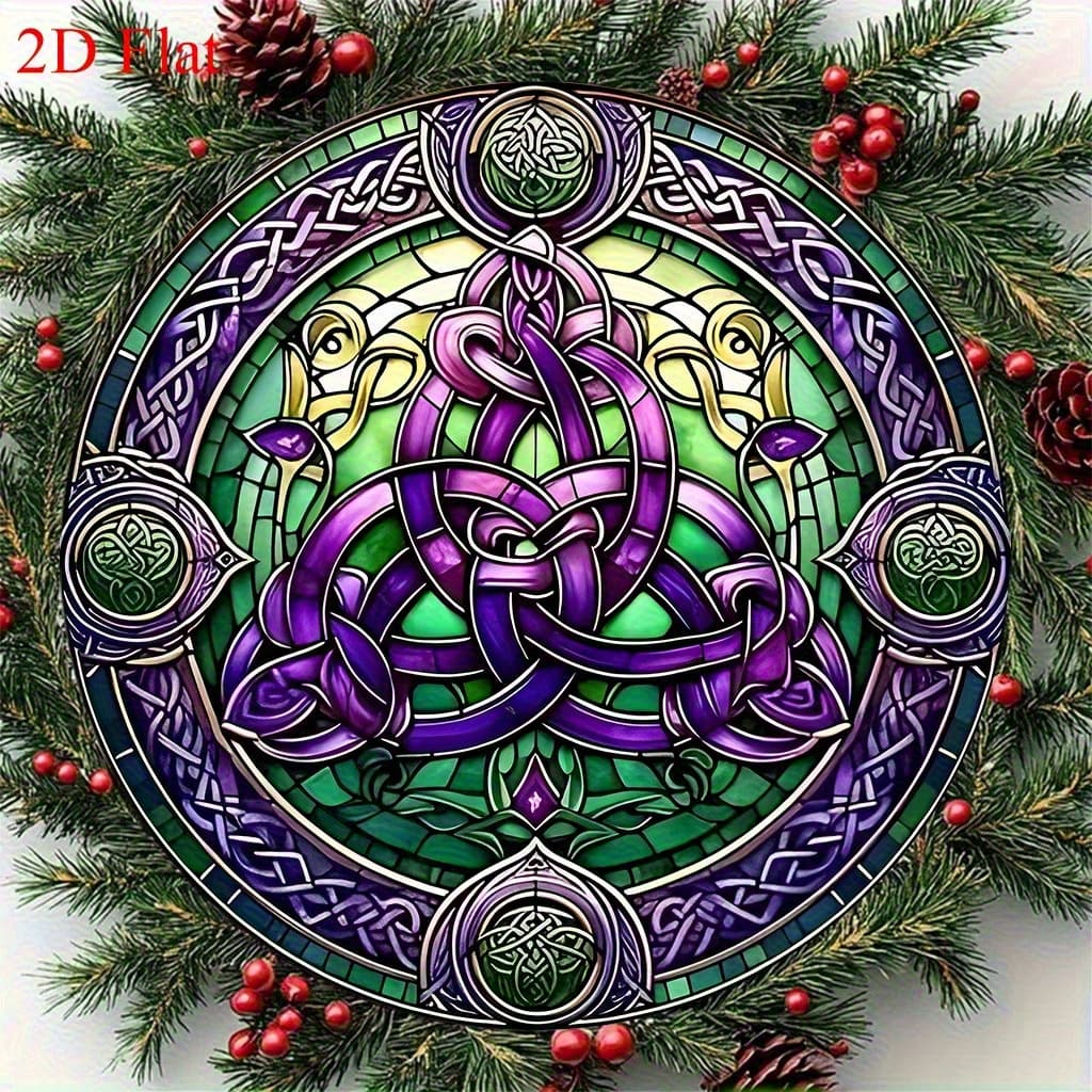 TEMU 2d Flat, 1pc Bohemian Celtic Knot Sun Wall Decor - Round Dyed Acrylic Irish Knot Sign Suitable For Housewarming Gifts, Window Decorations & Celtic Decorations, Thin Decorative Piece, 2d Flat
