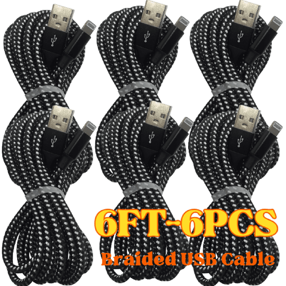 TEMU Fastfish 6pcs 6ft Mfi Certified For Iphone 14 13 12 11 X 8 7 Usb A Charger Lightning Cord Nylon Braided Fast Charging Cable
