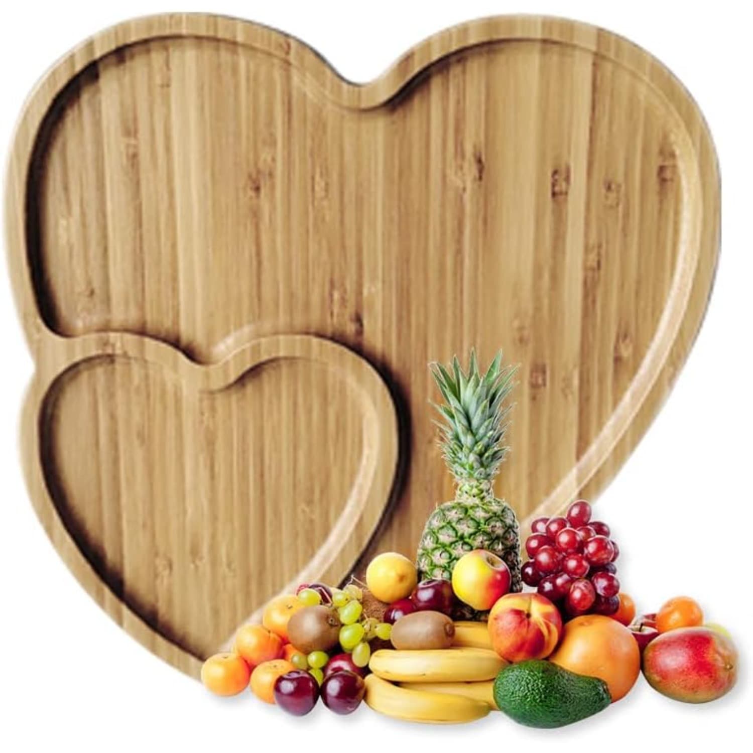 TEMU 1pc -shaped Polished Wood Serving Tray With Pattern - For Salad, Cheese, Charcuterie, Snacks, Desserts - And Housewarming Gift (size:9.45x9.06x0.47inch)