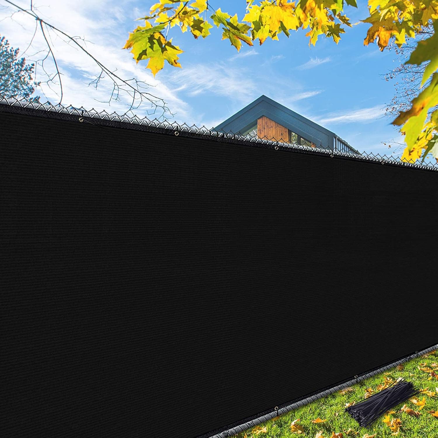 TEMU 4/5/6 Ft Privacy Fence, Medium-thickness Privacy Fence Mesh, Outdoor Shade Net Barrier, Includes Cable Ties, Black.