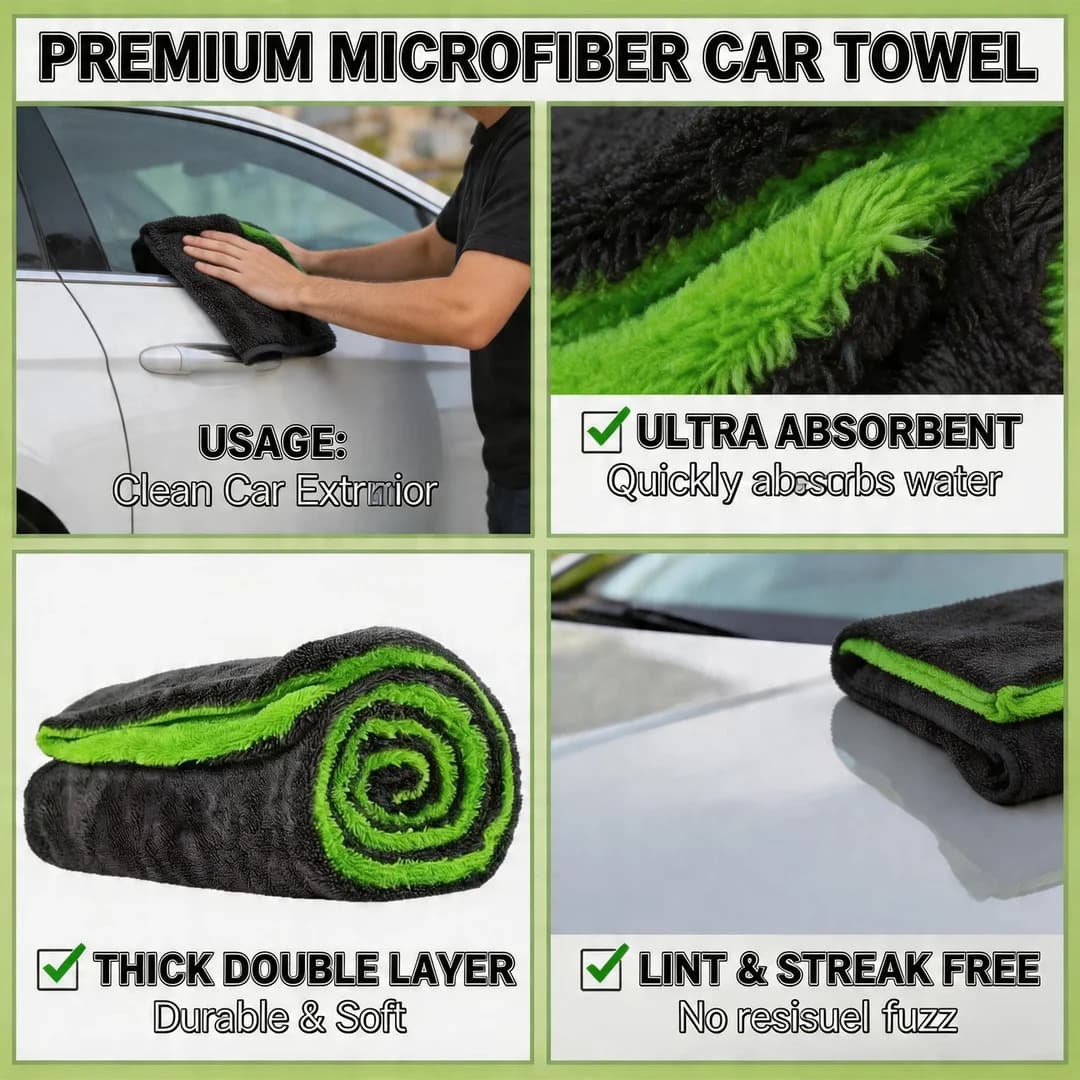 TEMU 1pc Heavy Weight Oversized Drying Towel, Double-layer Twisted Yarn Microfiber, Absorbent Anti-scratch Washable Drying Cloth For Large Vehicles