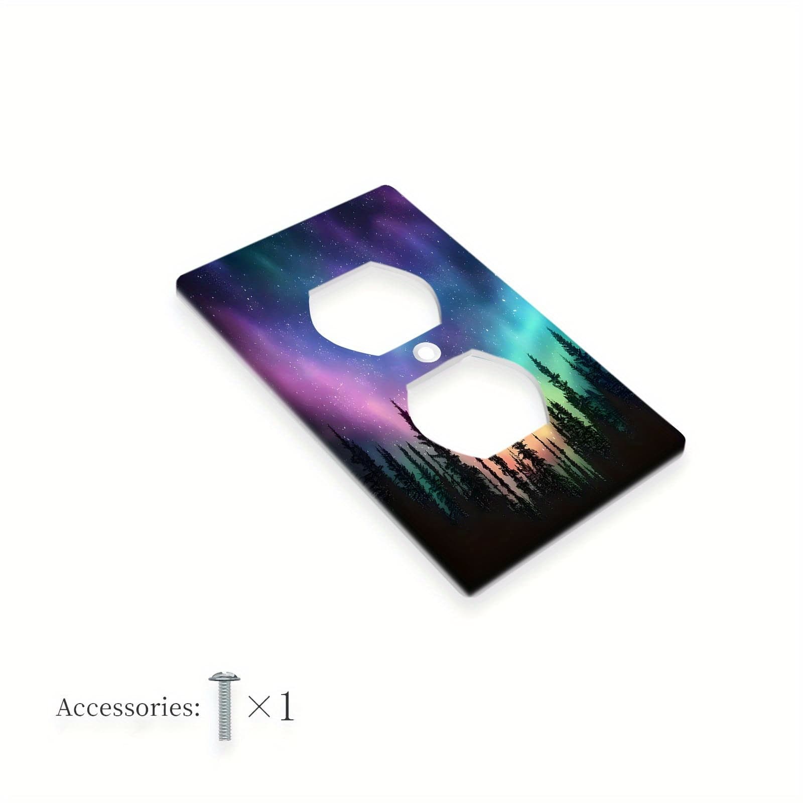 TEMU 1pc Northern Lights Night Scene Decorative Light Switch Cover Plate - 1-gang/2-gang Electrical Outlet Cover, No Wiring Needed, Vibrant Multicolor Starry For Home Bedroom Kitchen Decor