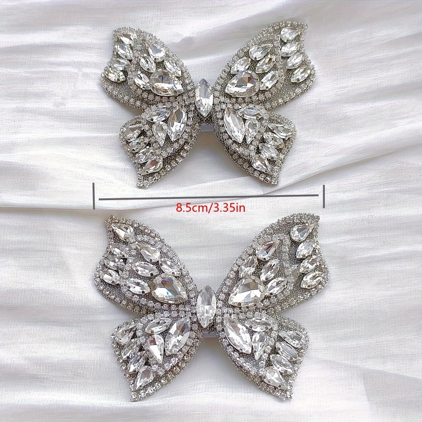 TEMU Set Of 2 Shoe And Boot Embellishments, Featuring A Silvery With Transparent Rhinestones In A Water Drop Shape, Perfect For Decorating Shoelaces On Sports Footwear And More