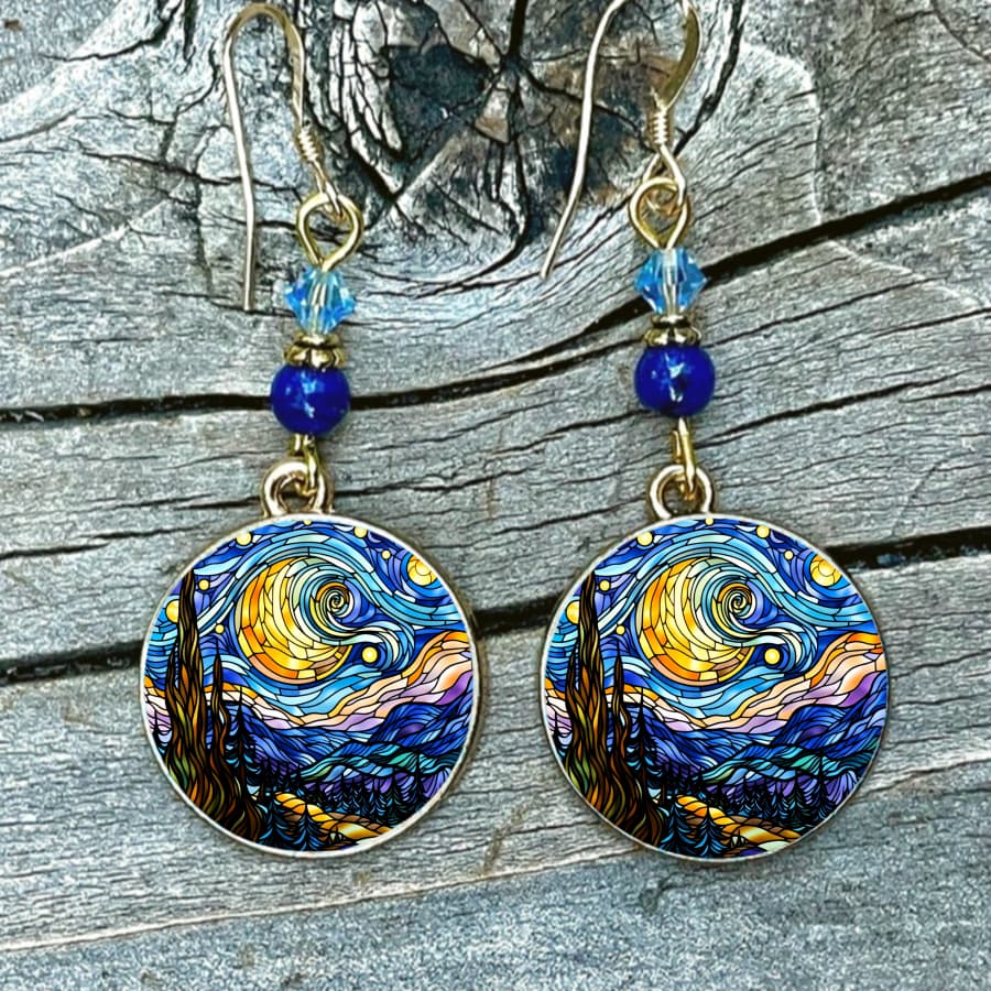 TEMU Unique Jewelry Pieces Including 2pcs Starry Night Earrings, Spiral Sky Earrings, Landscape Earrings, Round Earrings, And Tree Earrings, Perfect For Christmas, Holidays, Or Everyday