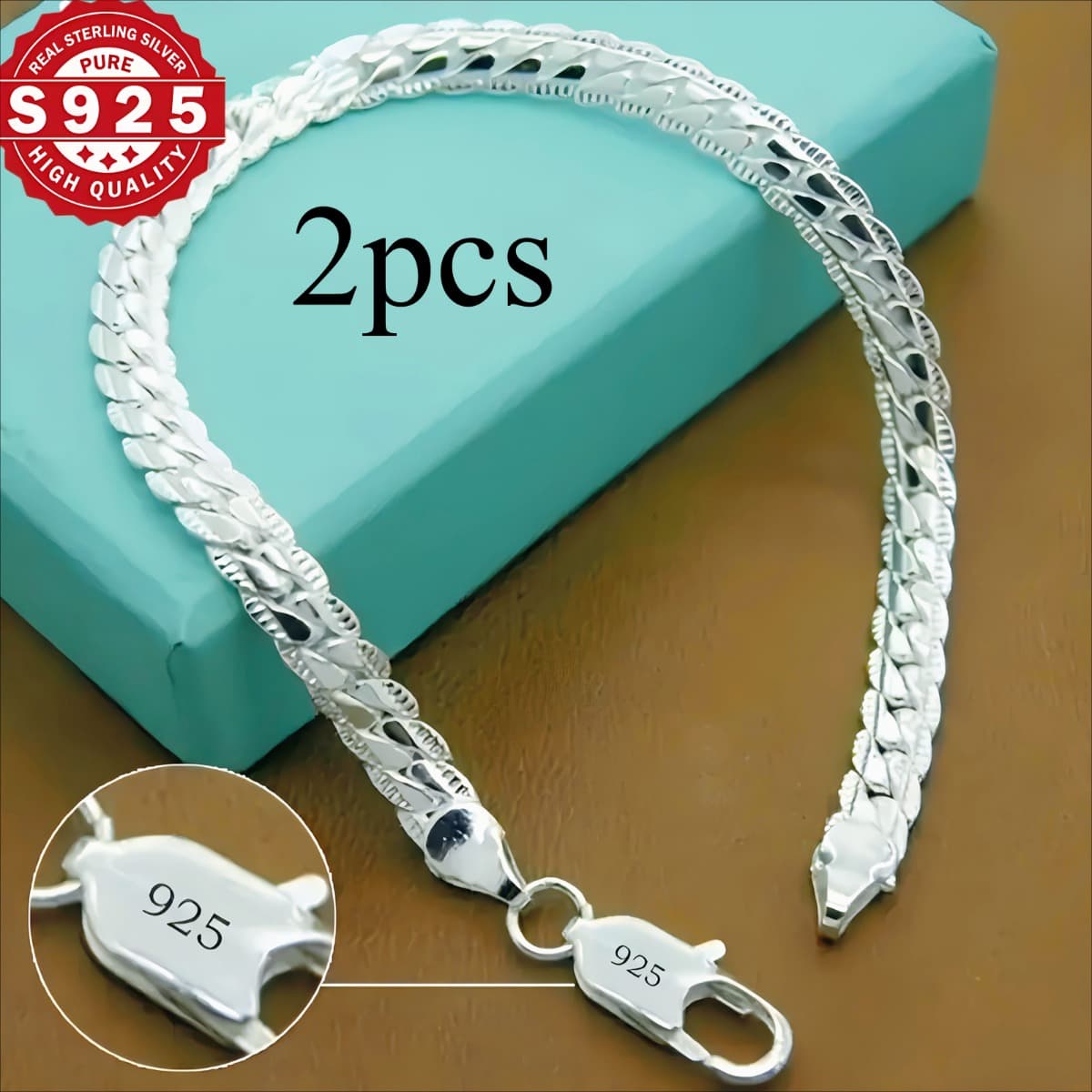 TEMU 2 Elegant 925 Sterling Silver Women's Fashion Bracelets - Perfect For Weddings, Proposals And Special Occasions!total Weight Of The Product (10g)