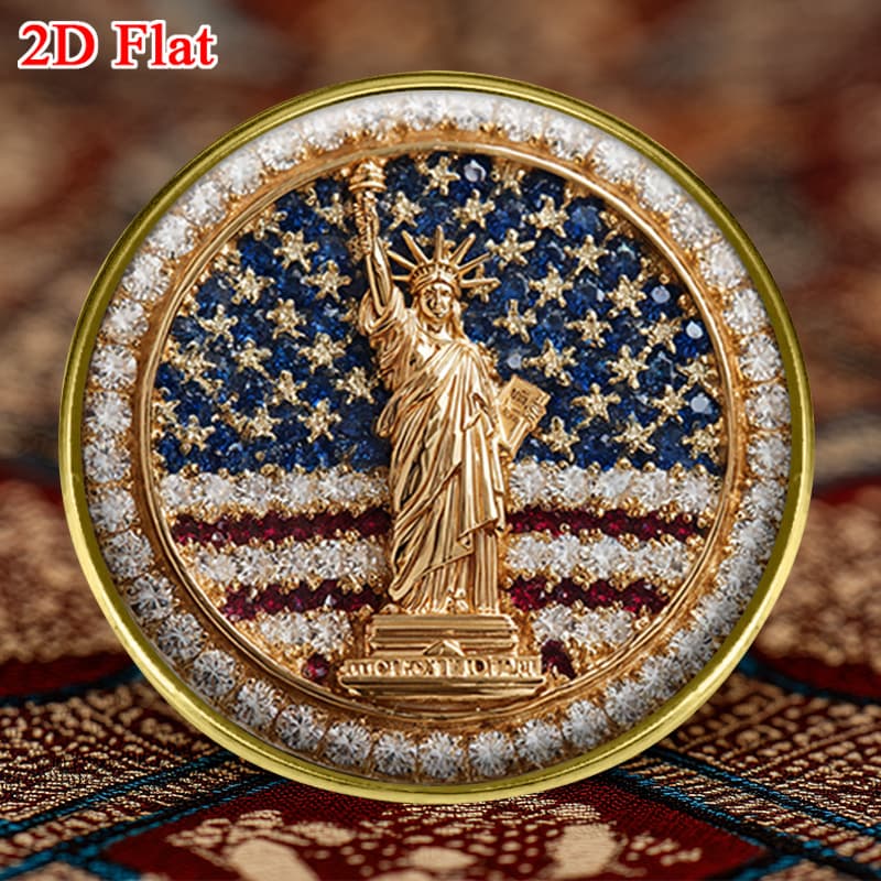 TEMU 1pc Fashion Round Brooch Pin Metal Badge Featuring The Statue Of And American Flag Embellishments Perfect For Bags And Hats 250th Anniversary Celebration Gifts