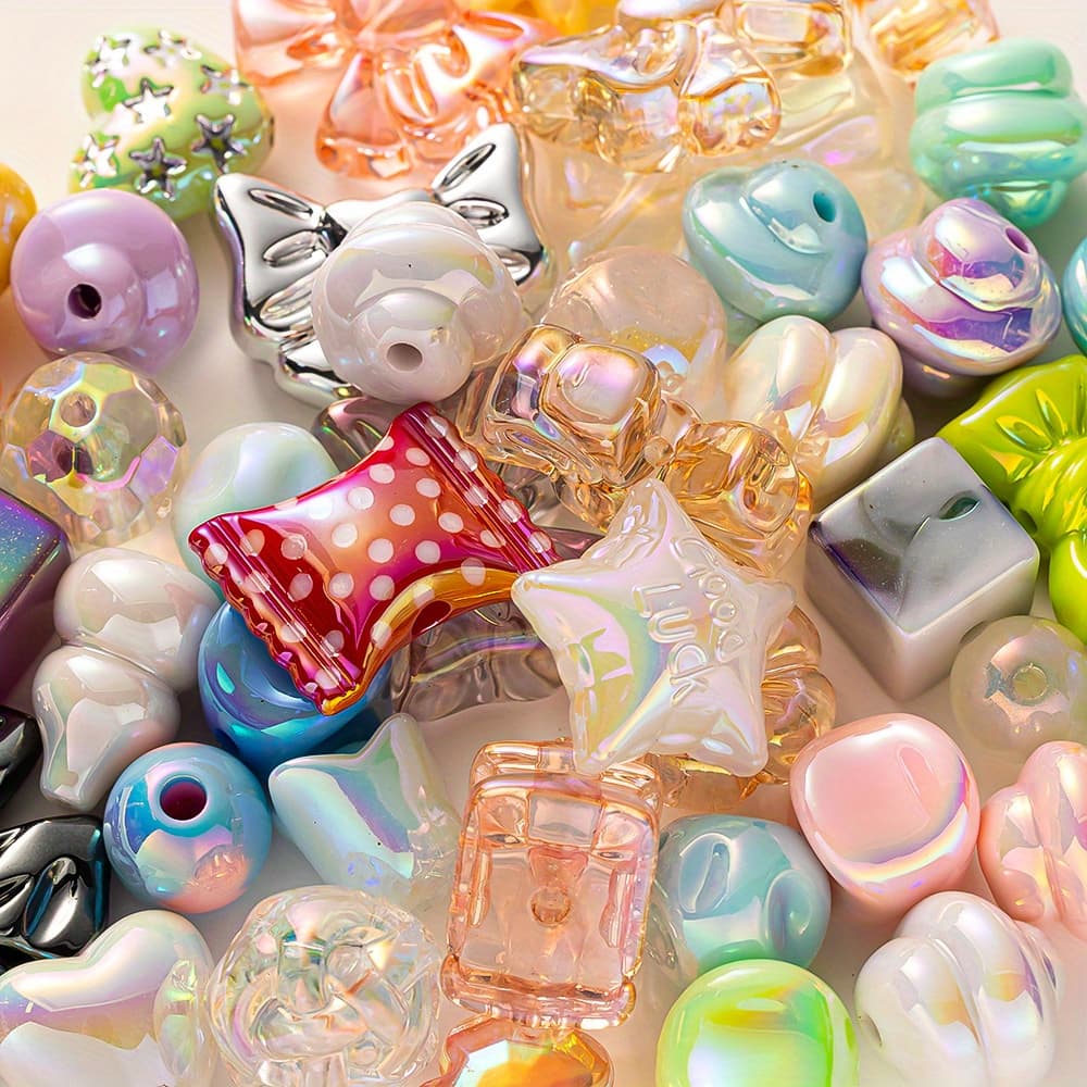 TEMU 30g Cute Random Mixed Acrylic Beads Floral Loose Cell Phone Chain Bracelet Jewelry Making Crafts