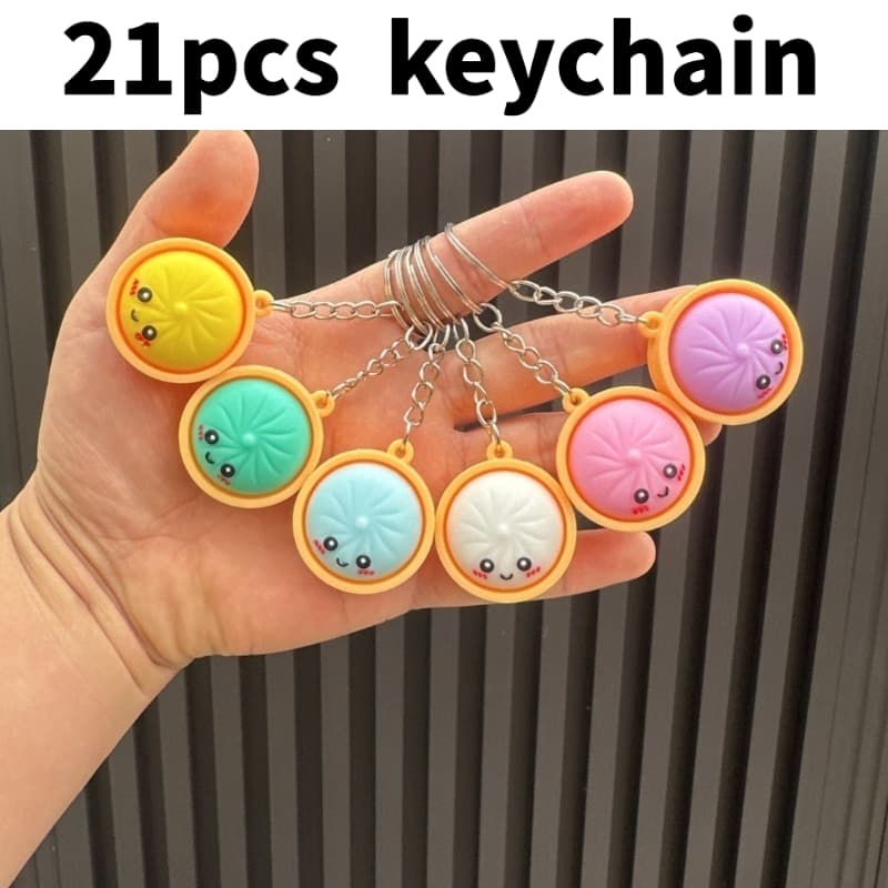 TEMU 21pcs Dumpling Keychain Set, For Her/him, Cute Dumpling Keychains In Bulk, Suitable For Prize Gift Bag Fillers, Bun Snack Keyrings, Birthday And Gift Box Prizes, Random Colors