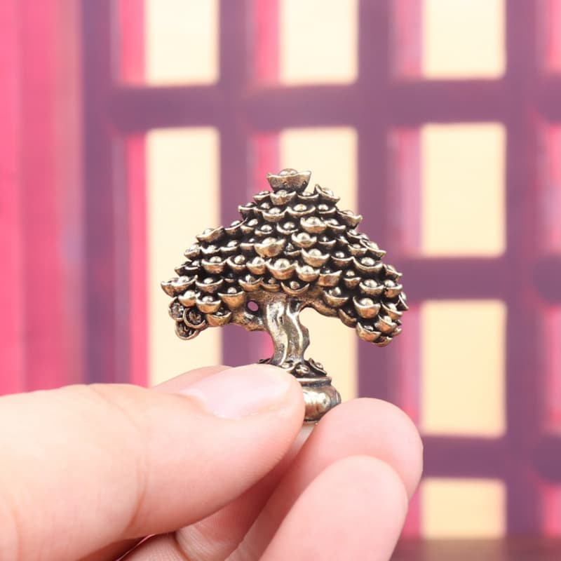 TEMU 1pc Creative Tree Collectible Miniature Ornament, Handcrafted Metal Wealth-attracting Decoration, Mini Desk Figurine, Decor, Perfect Gift