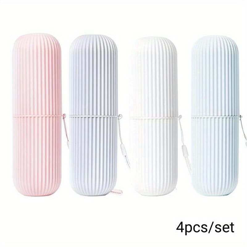 TEMU 4 Pack Travel Toothbrush Holder, Toothbrush Travel Case, Portable Toothbrush Cup Case Box Container, Plastic Travel Toothbrush Case, Portable Toothbrush Toothpaste Storage Box
