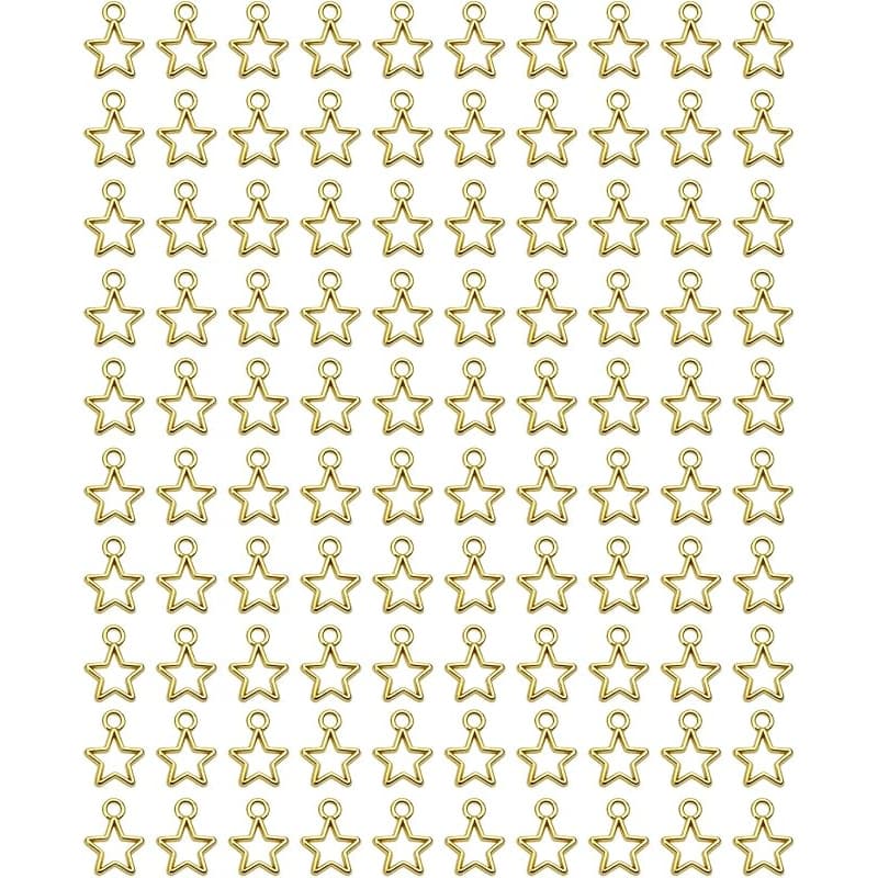 TEMU 100pcs Mini Metal Hollow Star Pendant Charms Beads Bulk Pentagram Charms For Necklace Earring Bracelet Keychain Jewelry Making Craft Project Christmas Decoration