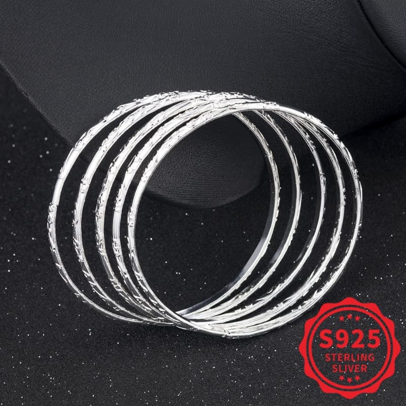 TEMU 5pcs Set Of 925 Sterling Silver Geometric Bracelet For Women, Jewelry, Suitable For Daily Wear, Not Allergic, Gift