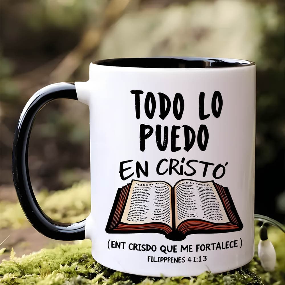 TEMU 11 Ounces Ceramic Coffee Mug With Inspirational Reusable, Insulated, Hand Wash Coffee Lover Only For Men And Women Black And With El Libro Illustrations, Travel Coffee Mug | Religious Themed Mug