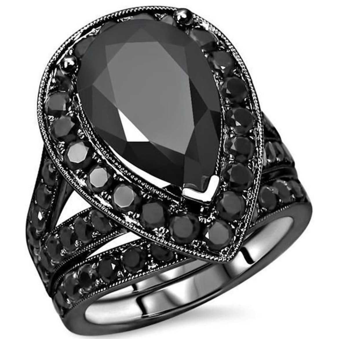 TEMU 2 And Luxury Women's Rings, Set With Synthetic Zirconia Women's Jewelry, Elegant And Exquisite Black Gifts, A Valentine's Day Gift For Wives
