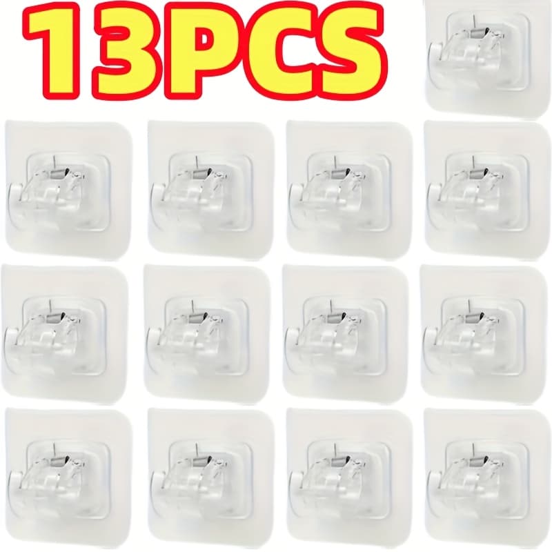 TEMU 13pcs Window/door/shower Rod Holders - No Drill Adhesive Installation, Adjustable Clamps, Heavy-duty Plastic Rod Holders For Kitchen, Bathroom, Office, Dorm
