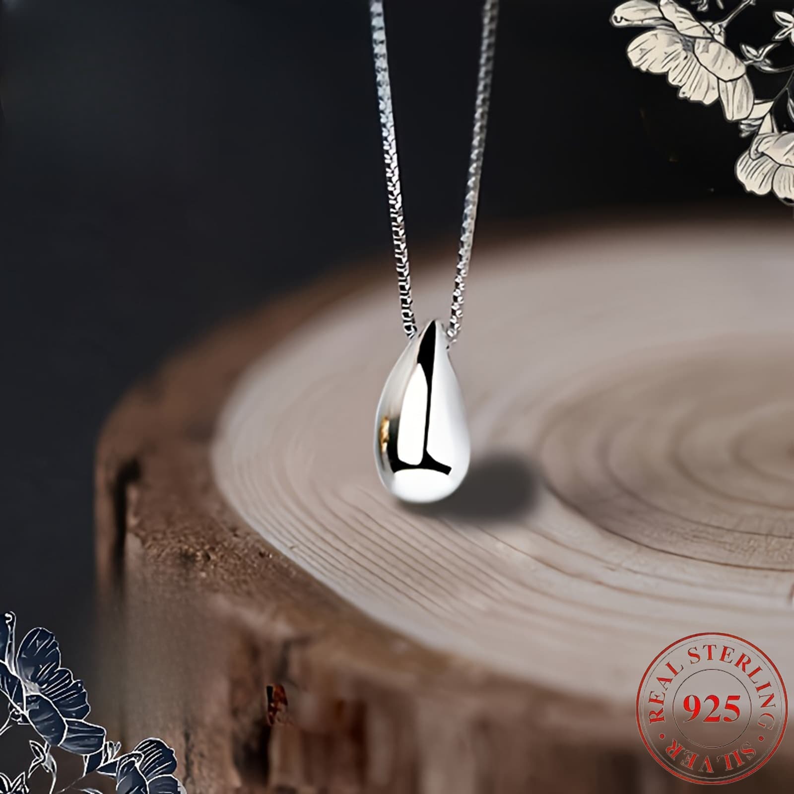 TEMU 925 Sterling Silver Teardrop Women's Necklace, Perfect For Daily Wear And Party Occasions, Ideal Gift For Christmas And Valentine's Day