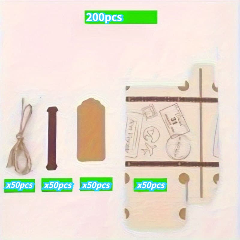 TEMU 200pcs Mini Suitcase Gift Boxes With Labels And Straps | Cartoon Theme, Durable Paper, Size 15.75x9.84 Inches, Perfect For Holiday And Wedding Gifts, Convenient Travel Storage Solution