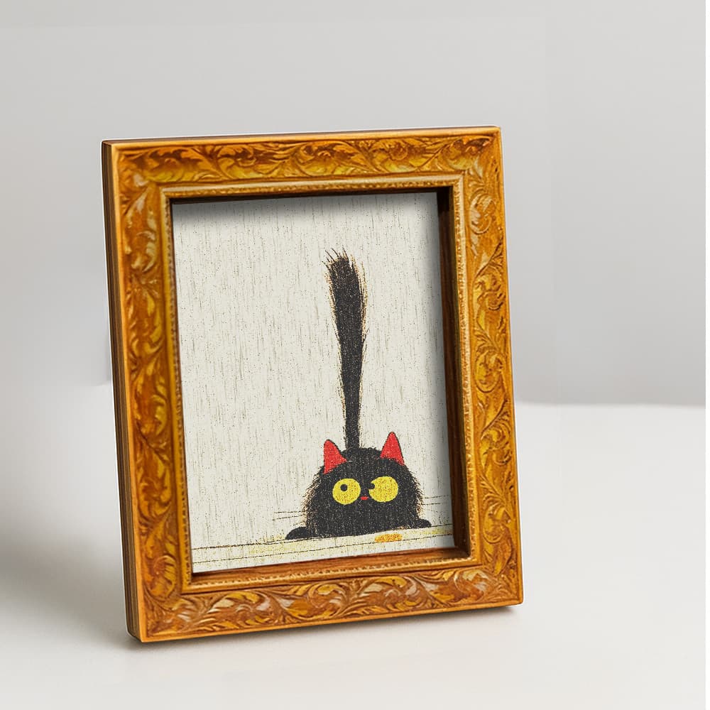 TEMU 1pc Cute Black Cat Fridge Magnet & Mini Plush Wood Decoration - Wood Wood Board With Magnets Suitable For Home Office Kitchen - Cat-themed Gift For Cat Lovers