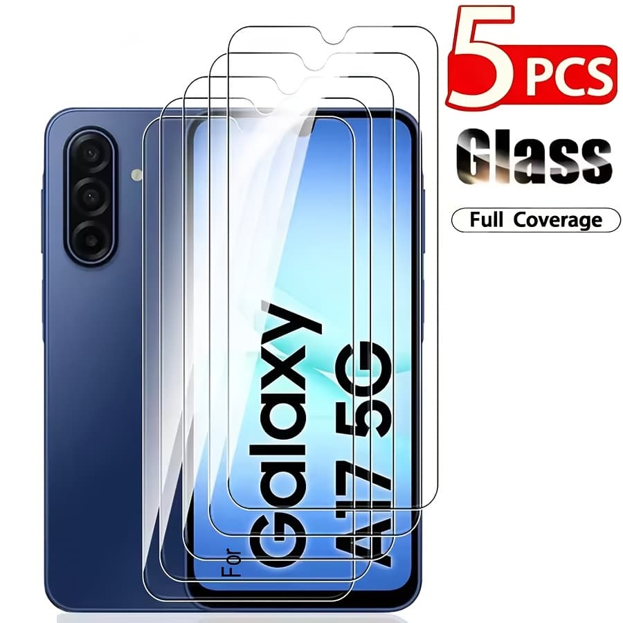 TEMU 5- Tempered Glass Screen Protector For Galaxy A17,