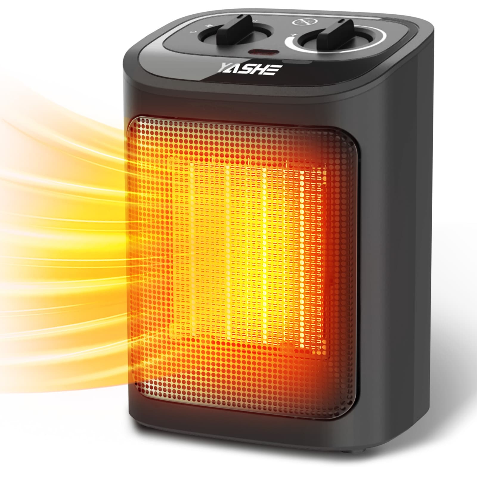 TEMU Ceramic Space Heater, 1500w Portable Electric Heater With Adjustable Thermostat, Fan-/ Low/ High , Tip-over & Protection, Indoor Small Space Heater For Bedroom Office