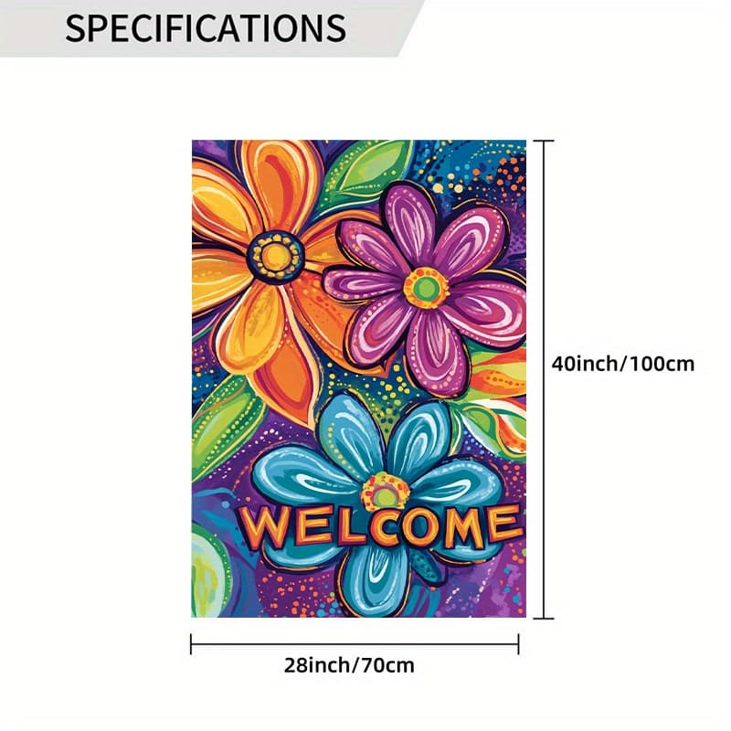 TEMU 1pc_ Welcome Spring Daisies1_2 - Flag 28 X 40 Inches Double-sided Garden Flag Courtyard Decoration, Outdoor Decoration, Lawn Decoration, Flag Only