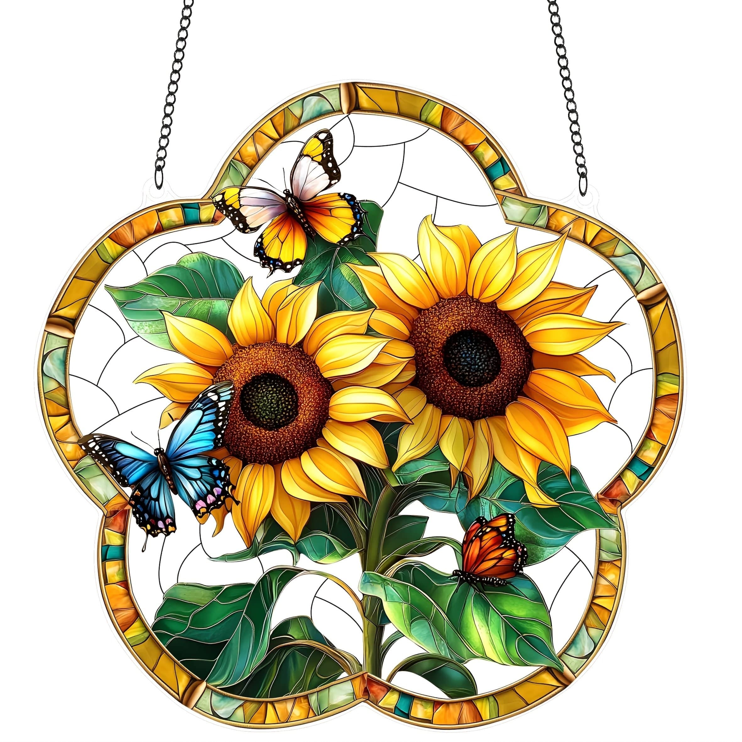 TEMU 2d Flat 1 Sunflower Garden Decoration, Plum Acrylic Stained Glass Hanging Decoration, Flower Wall Art, Outdoor Garden Decoration, Window Decoration