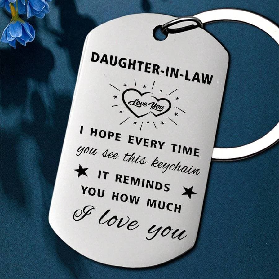 TEMU 1pc Stainless Steel Keychain - Perfect Gift For , Birthday, Christmas, And Valentine's Day, Suitable For Son In Law