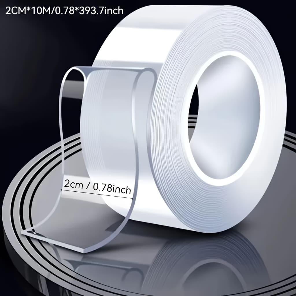 TEMU Super Strong Nano Double-sided Tape, 20mm/30mm X 393.7inch Rolls, Thick, Transparent, No Residue, Suitable For Waterproof On Plastic, Wood, Glass, Stone, Metal- Pe Material, Acrylic, High