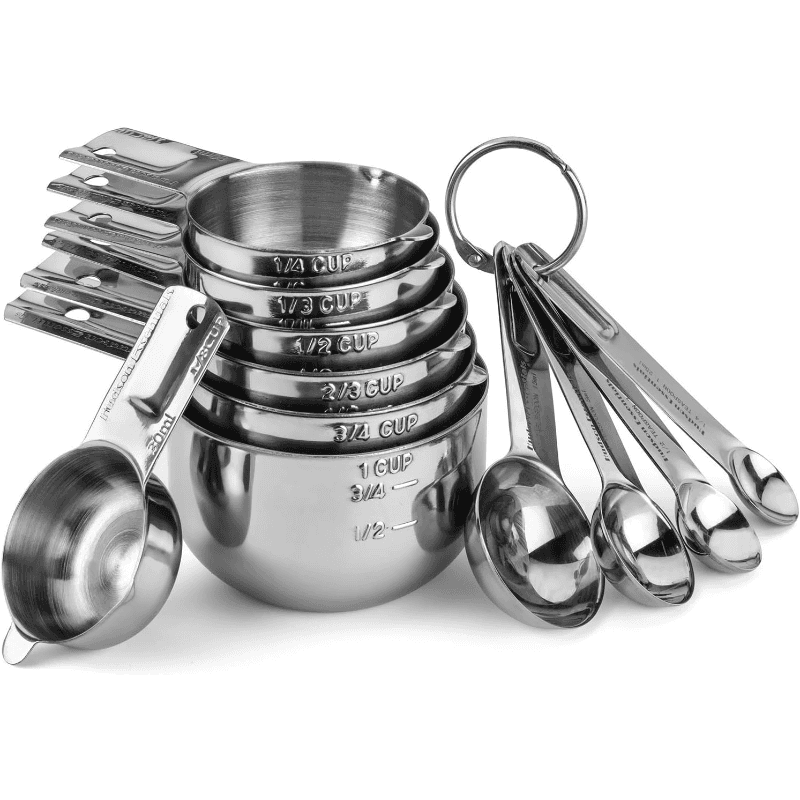 TEMU Stainless Steel Measuring Cups And Spoons Collection - Set With Pouring Spout (10pcs Collection)