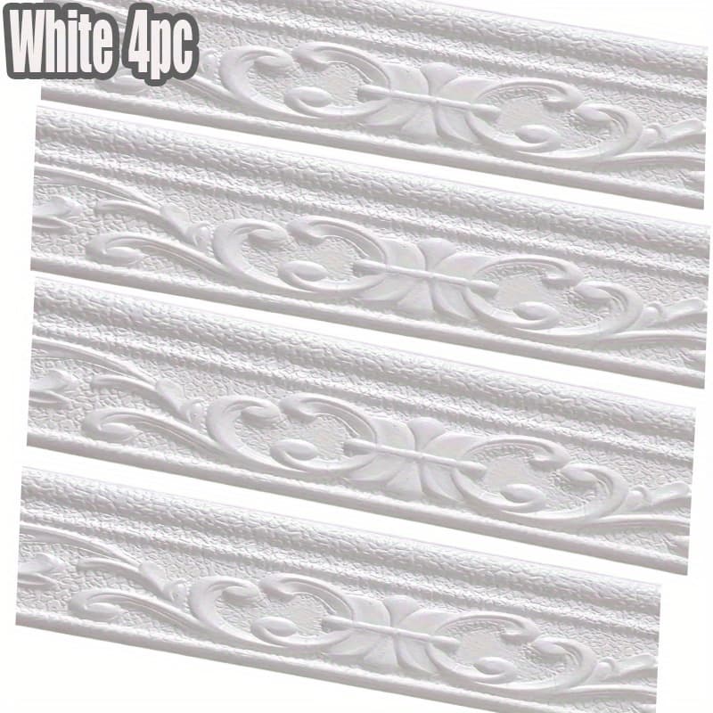 TEMU 4pcs 90.55inch Self-adhesive 3d Waterproof Wall Stickers - Foldable And , Great For Corners/skirting Boards/picture Frames, Plastic, Easy To Cut And Apply, Instantly Covers Wall