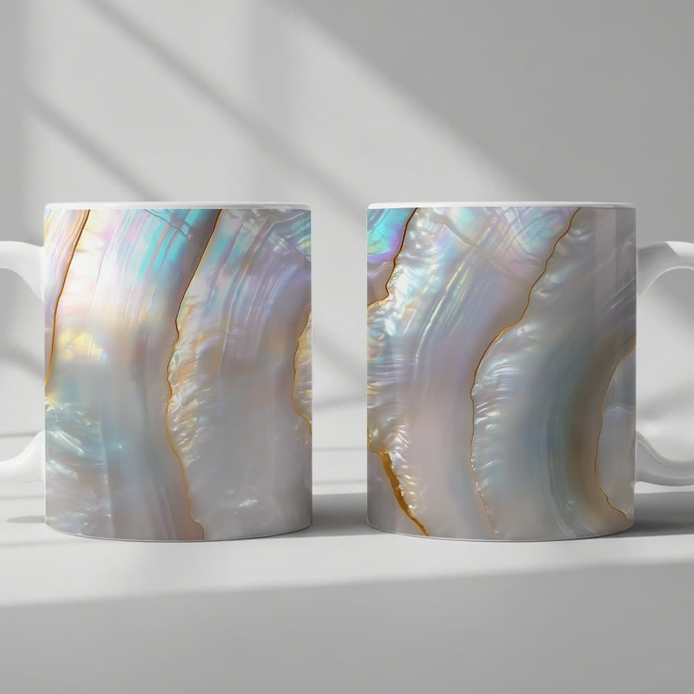 TEMU 1pc, Iridescent Inspired Coffee Mug, Elegant Style Coffee Cup, Exquisite Shell Pattern Drinkware For Home Office Use, Ideal Gift For Birthday Housewarming