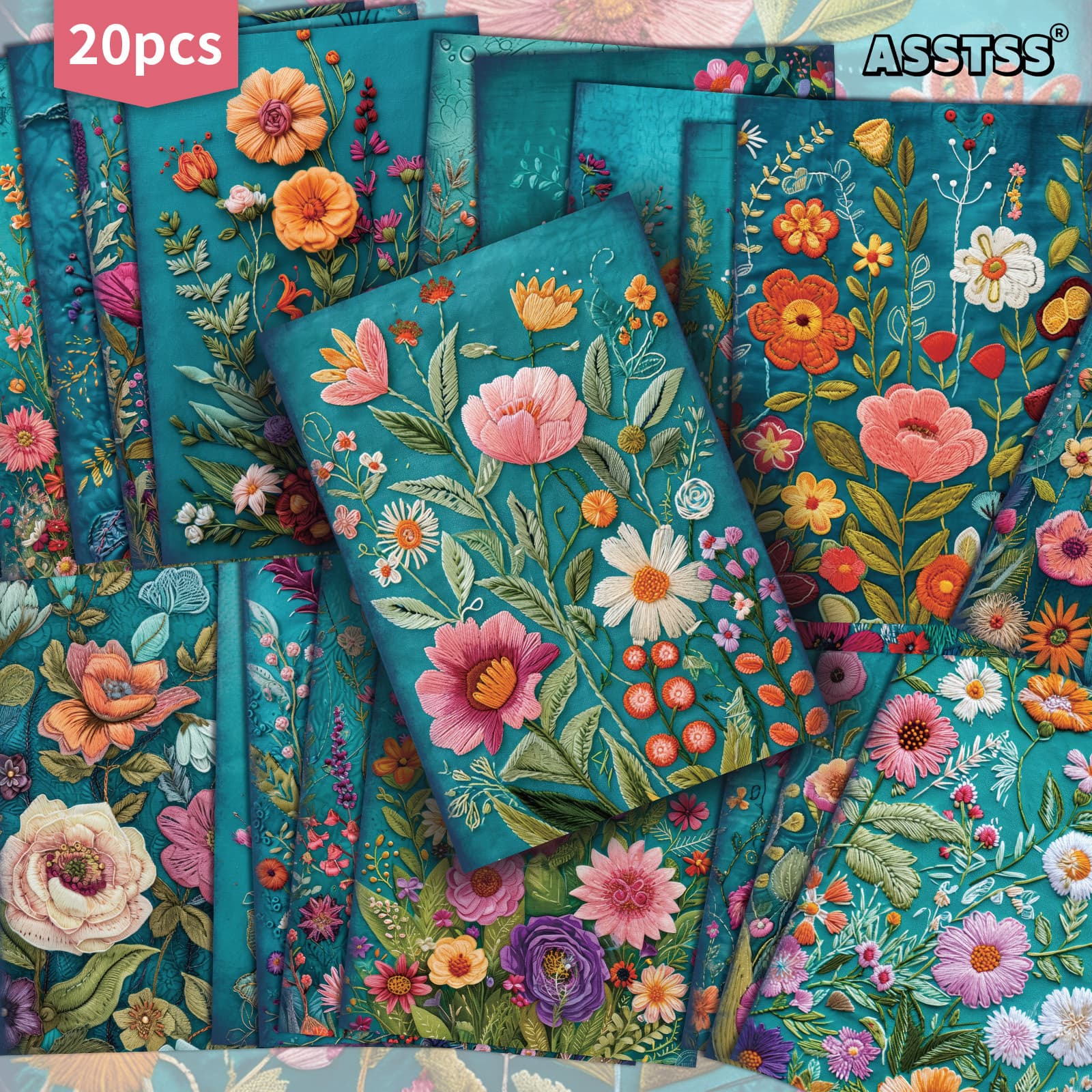 TEMU 20-pack Asstss Flowers Gift Cards - 4x6 Inches Junk Journal Paper, Classic Pinup Illustrations, Collectible Decorative Painting Cards For Scrapbooking & Crafting