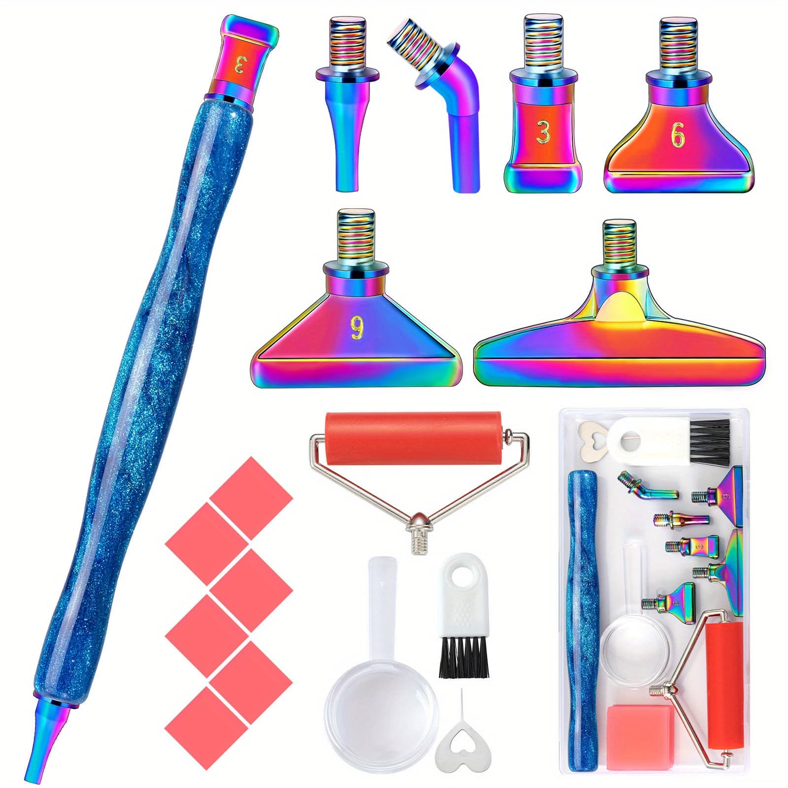 TEMU Diamond Painting Pen Accessories Tools Set, Green Pen With Roller And Metal Screw Thread Multi Tips, Diamond Painting Drill Pens For Square & Round Gem