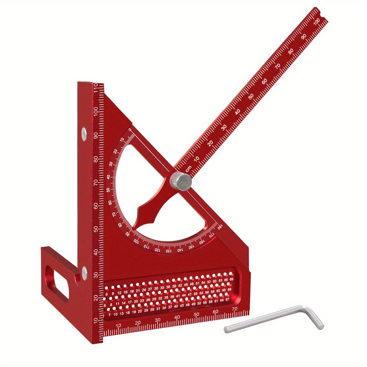 TEMU Adjustable 3d Carpentry Square Set - 180° Rotating Aluminum Alloy Ruler With Scribing Holes, , For Precise Woodworking Measurements, Carpentry Square Set