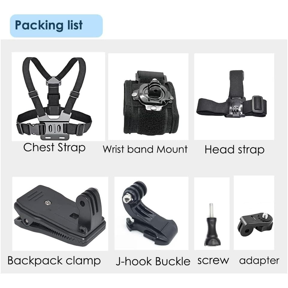 TEMU Action Camera Chest/backpack/strap Mount Bundle | Accessory Kit X5/x4/x3/pro/go3s- Compatible With Hero/ / 360, 13, 360, /4/3