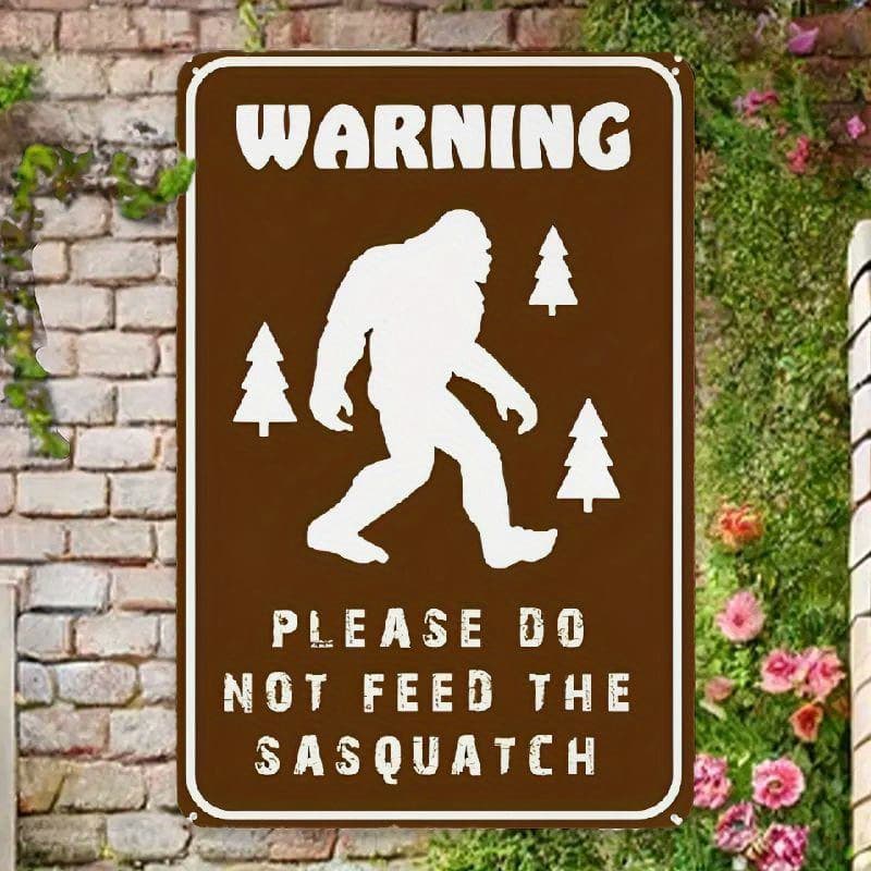 TEMU Funny Metal Warning Sign, Vintage Tinplate Sasquatch Yard Decor, Mixed Color, 8x12inch, With No Electricity Needed, For Outdoor Humorous Garden Plaque