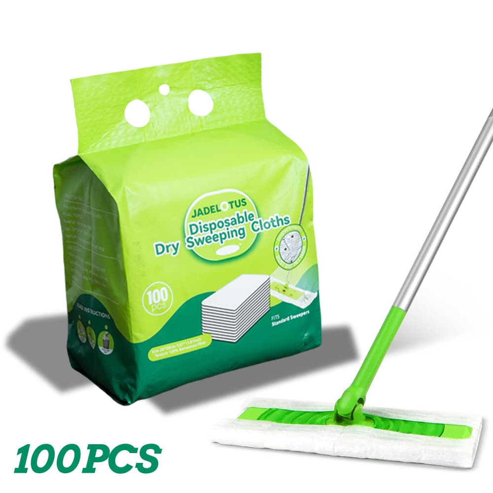 TEMU 30pcs/50pcs/100pcs Jadelotus Disposable Mop Cloth- Plain Weave Disposable Dry Mop Pad For Floor Mops, Anti-static Dry Sweeping Cloth, Cleans Hair And Pet Fur, Suitable For Floors.