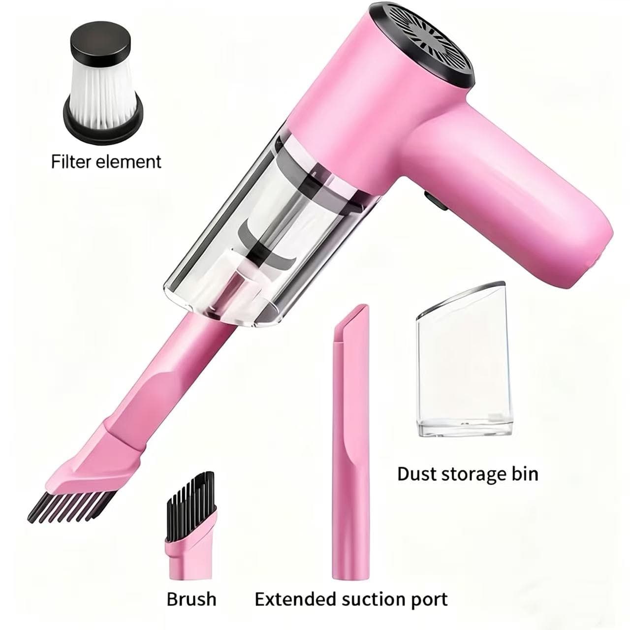 TEMU 12 Volt Portable Handheld Car Vacuum Cleaner - Powerful, Wireless Design For Easy Dust And Pet Hair Removal - Comes With Accessory Kit - Silent Operation