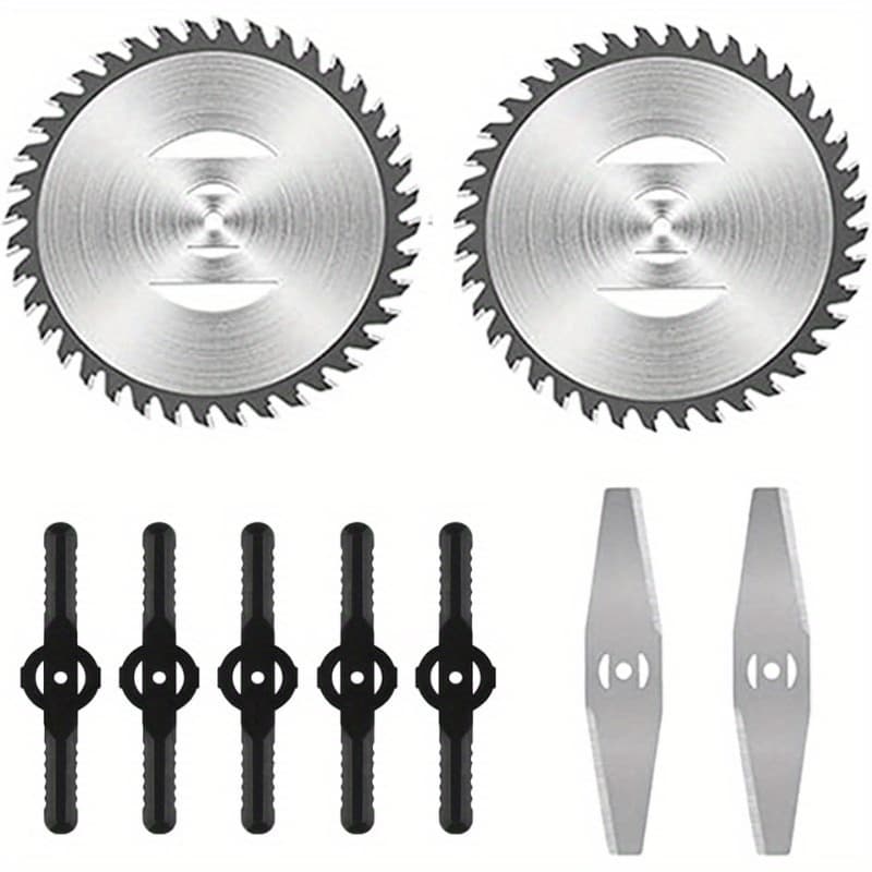 TEMU Blade With 2 Saw Blades 2 Metal Blades 10 Nylon Blade Trimmer Blades For Universal Replacement For Brush Cutter String Trimmer Lawnmower 6 Inch Blades