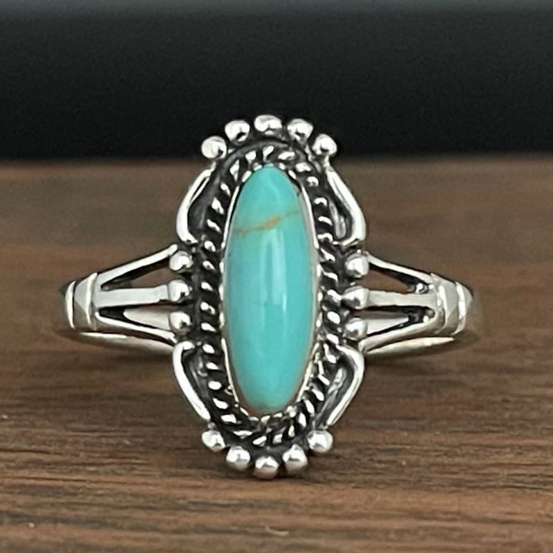 TEMU S925 Silver Retro Turquoise Ring With Bohemian Style Ring, Ethnic Style Women's Ring, Perfect For , And For Valentine's Day, Parties, And Christmas For Total Weight Of The Product (1.59g)