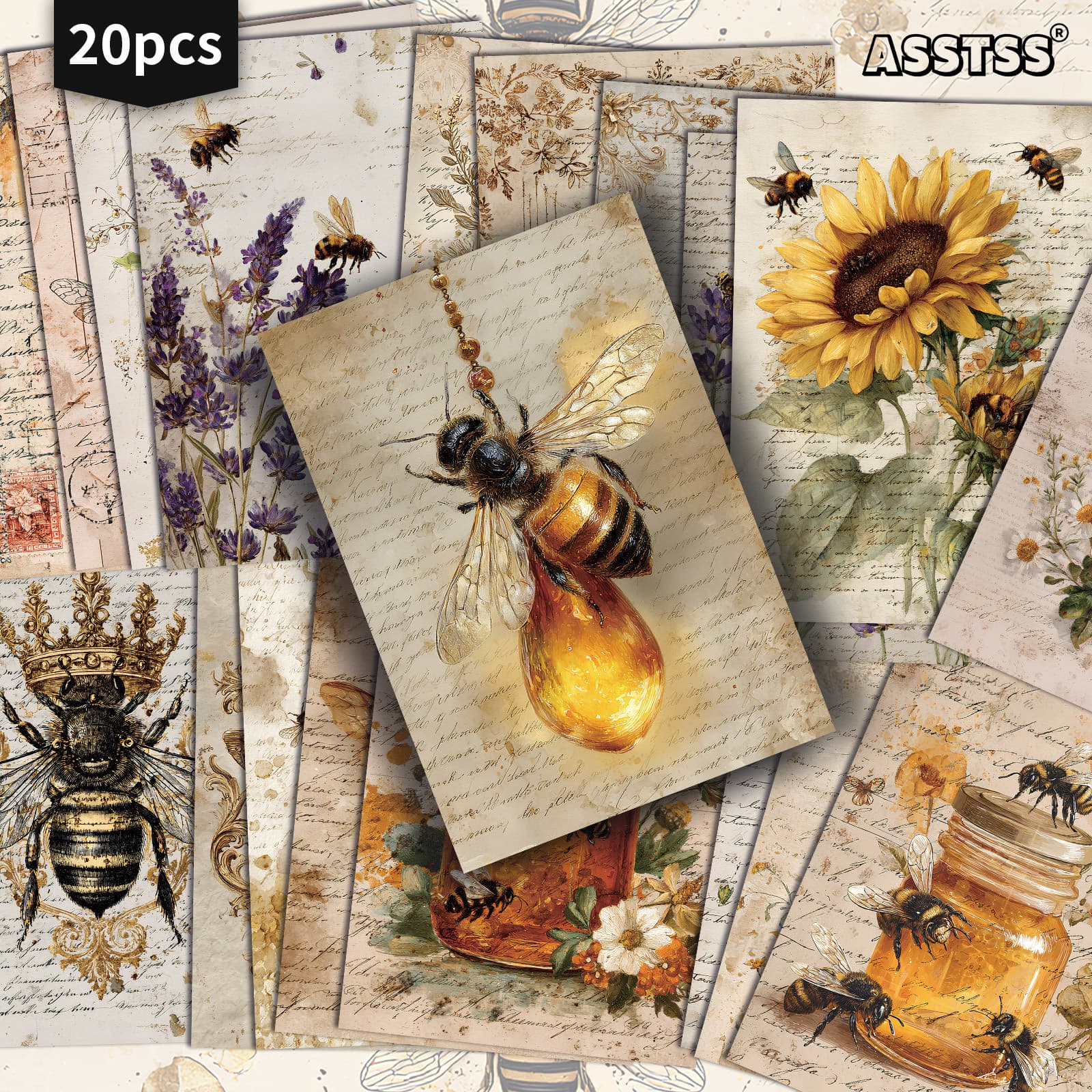TEMU 20-pack Asstss Hive Cards | 4x6 Inches Retro Junk Journal Paper, Classic Pinup Illustrations, Collectible Decorative Painting Cards For Scrapbooking & Crafting