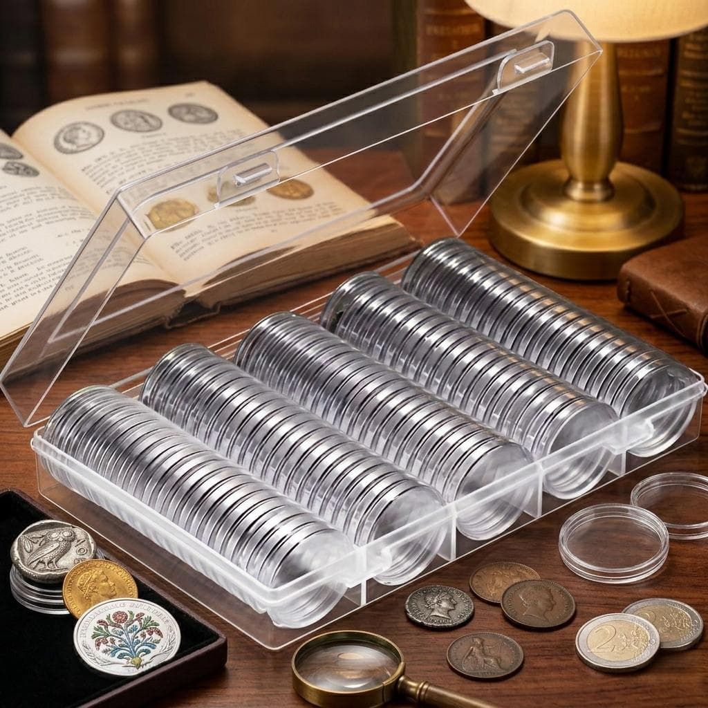 TEMU 100pcs 30mm Coin Capsules- Clear Plastic With Cushion For Collectible , Stackable Organizer For Coin Collection, Crafts& Hobby Use